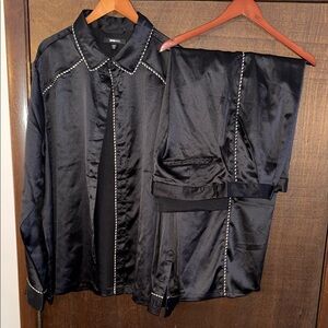 Mens 46R 38x34 black and white western piping leisure suit set